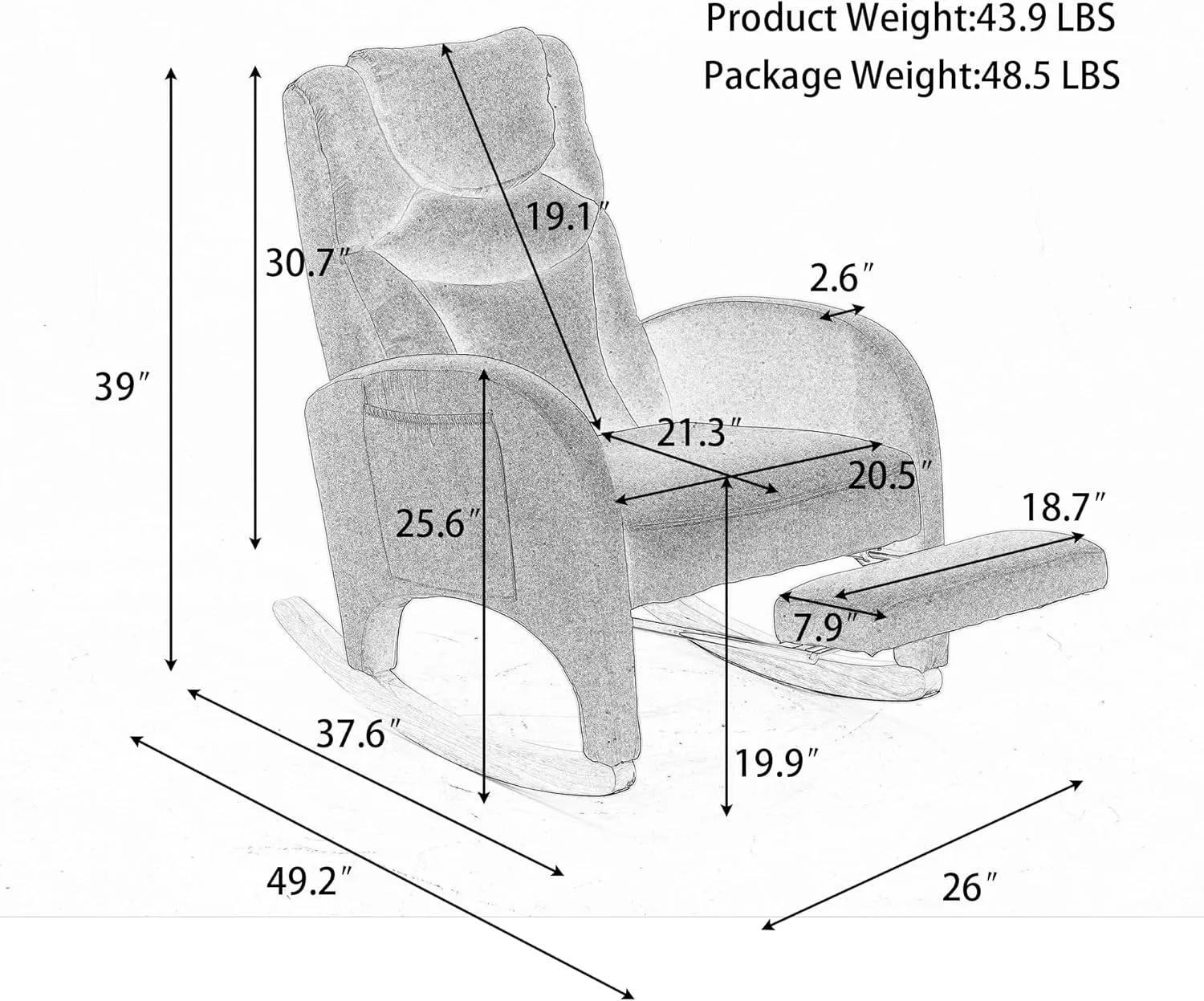 Rocking Chair with Foot Rest, Nursery Glider Teddy Gliding Rocking Chair with Retractable Footrest Rubber Wood Legs Side Pocket High Back & Wide Seat Nursing Chair for Living Room (Green)