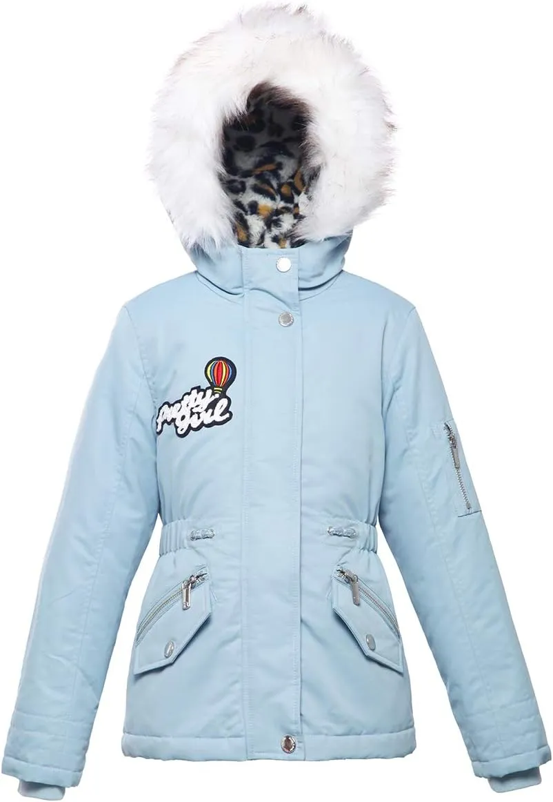 Rokka&Rolla Girls' Water-Resistant Winter Coat Warm Sherpa Fleece Lined Parka Jacket with Hooded Fur