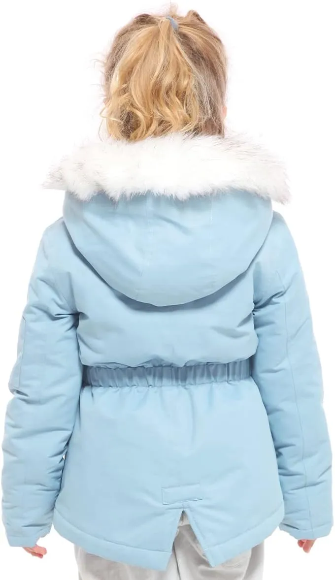 Rokka&Rolla Girls' Water-Resistant Winter Coat Warm Sherpa Fleece Lined Parka Jacket with Hooded Fur