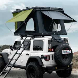 Rooftop Tent Hard Shell, Roof Top Tent Hardshell Suitable for Jeep SUV Truck Van, 3-4 Person, Green&Gray
