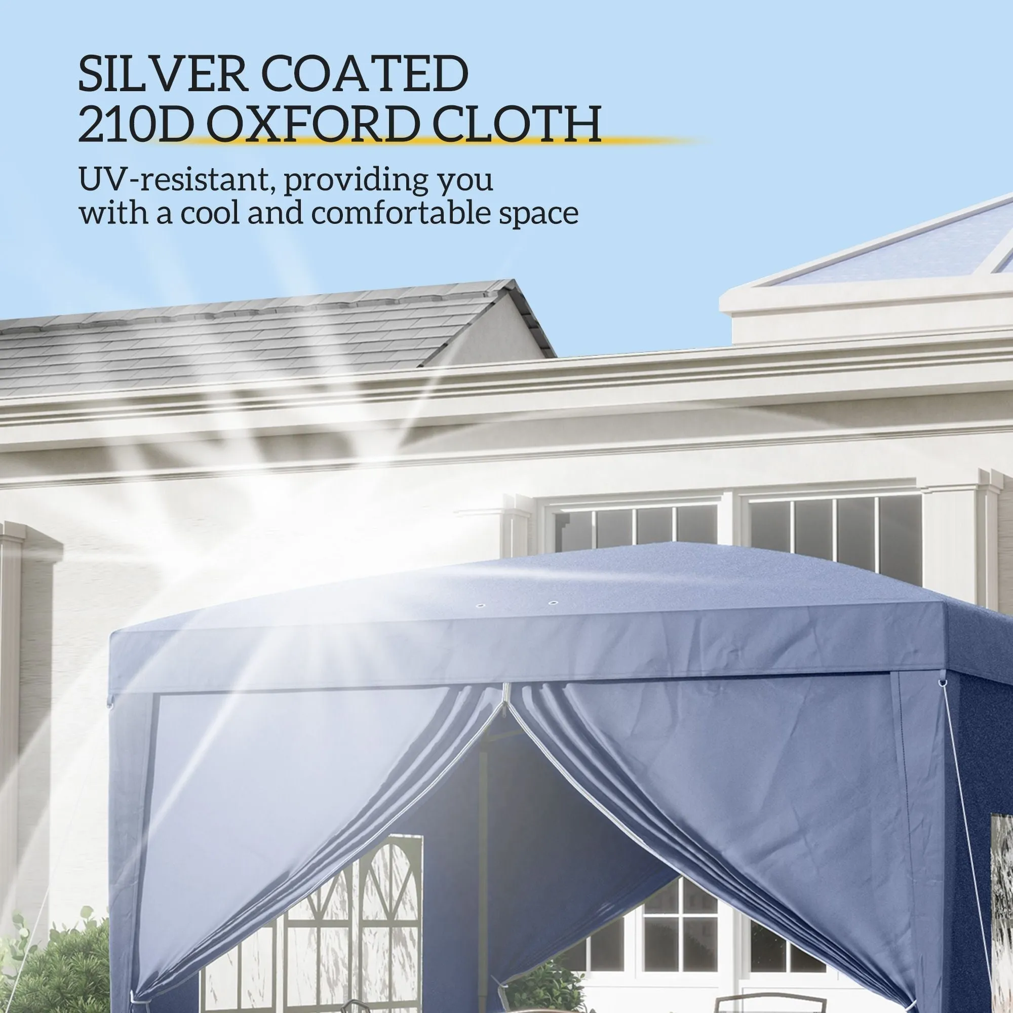 Rootz Pavilion Gazebo - Garden Tent - Pop-Up Shelter - Waterproof & UV Protection - 2.95m x 2.95m x 2.58m - Portable with Carrying Bag