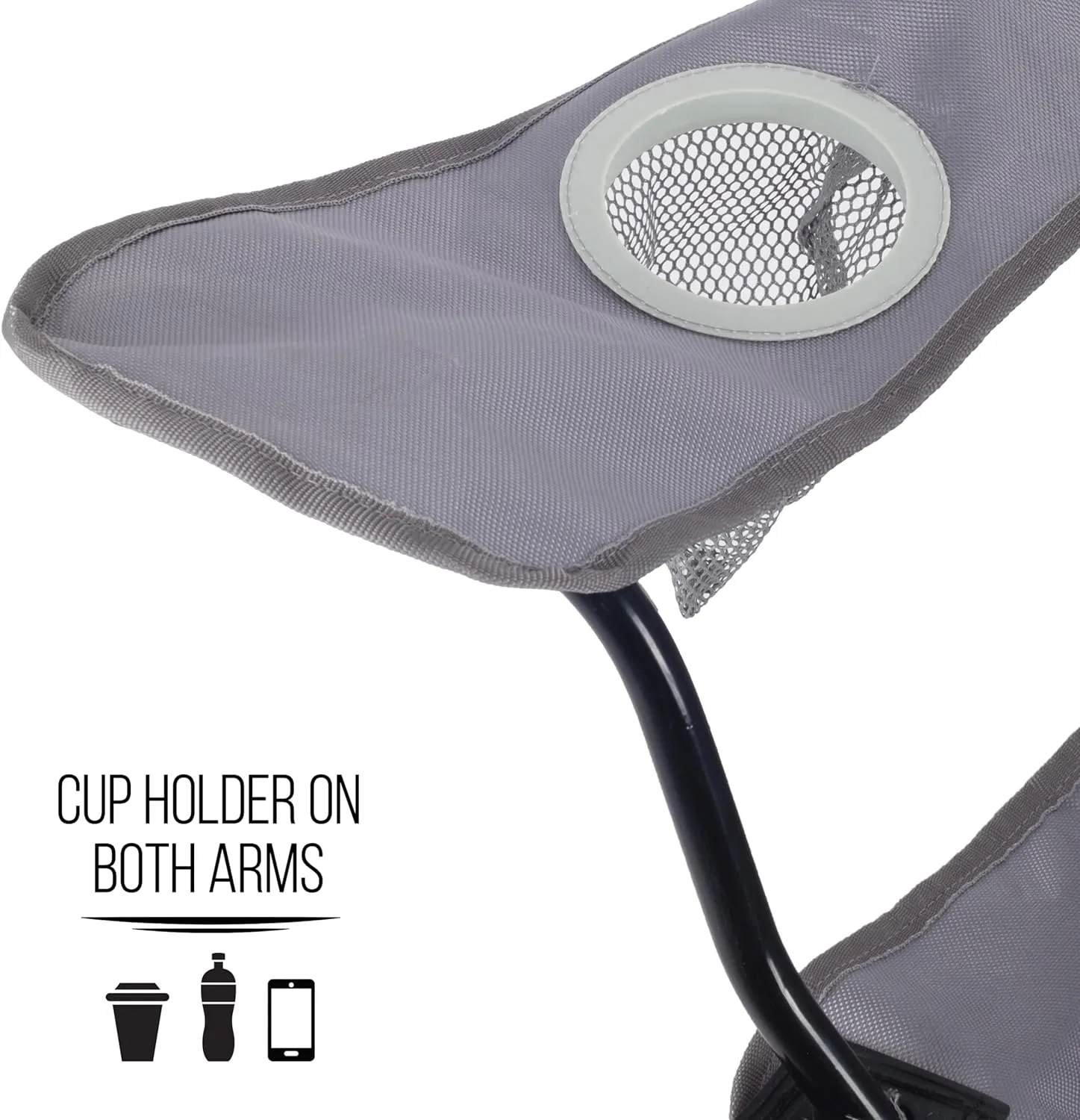 ROXFORM - PP Outdoor Camping Chair with Double Cup Holders - Lightweight Foldable Camping Chairs for Adults - Outdoor Accessories Ideal for Fishing, Garden & Beach - Holds up to 165 kg-Burgundy