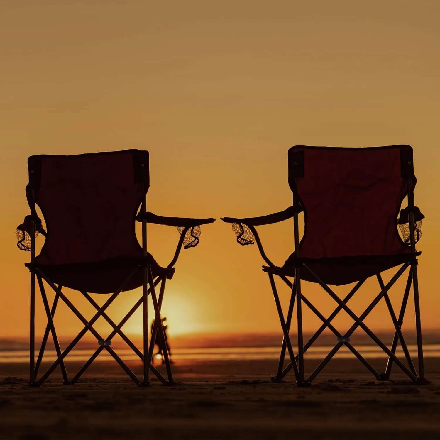 ROXFORM - PP Outdoor Camping Chair with Double Cup Holders - Lightweight Foldable Camping Chairs for Adults - Outdoor Accessories Ideal for Fishing, Garden & Beach - Holds up to 165 kg-Burgundy