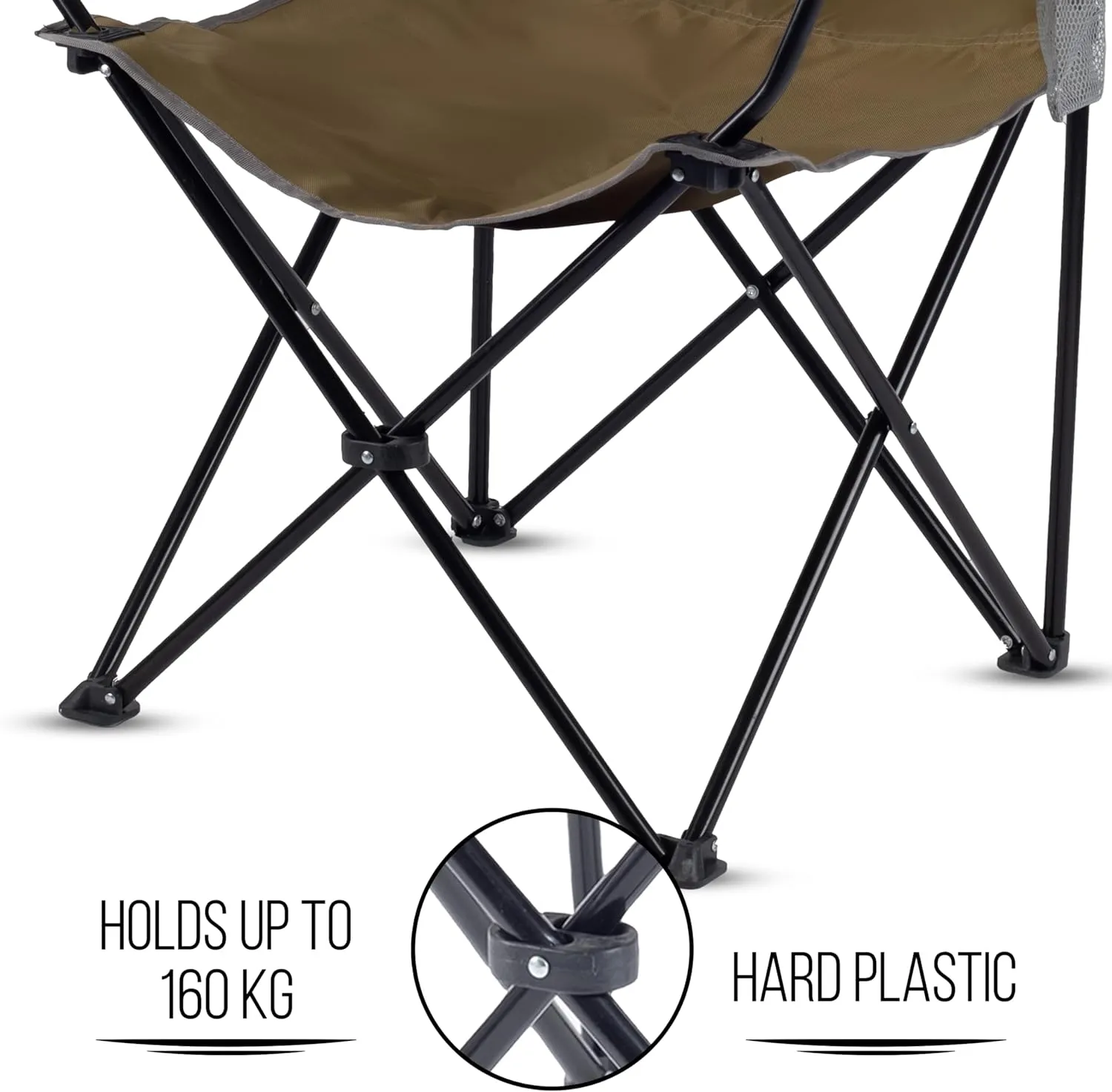 ROXFORM - PP Outdoor Camping Chair with Double Cup Holders - Lightweight Foldable Camping Chairs for Adults - Outdoor Accessories Ideal for Fishing, Garden & Beach - Holds up to 165 kg-Burgundy