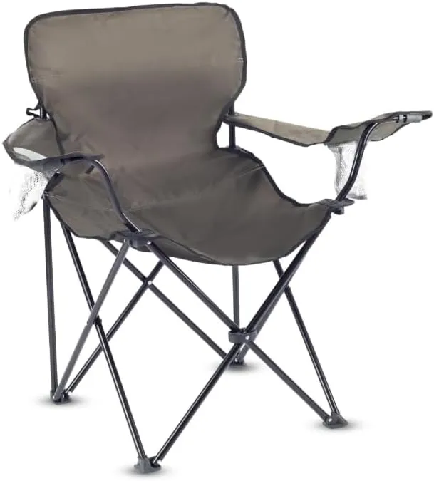 ROXFORM - PP Outdoor Camping Chair with Double Cup Holders - Lightweight Foldable Camping Chairs for Adults - Outdoor Accessories Ideal for Fishing, Garden & Beach - Holds up to 165 kg-Burgundy