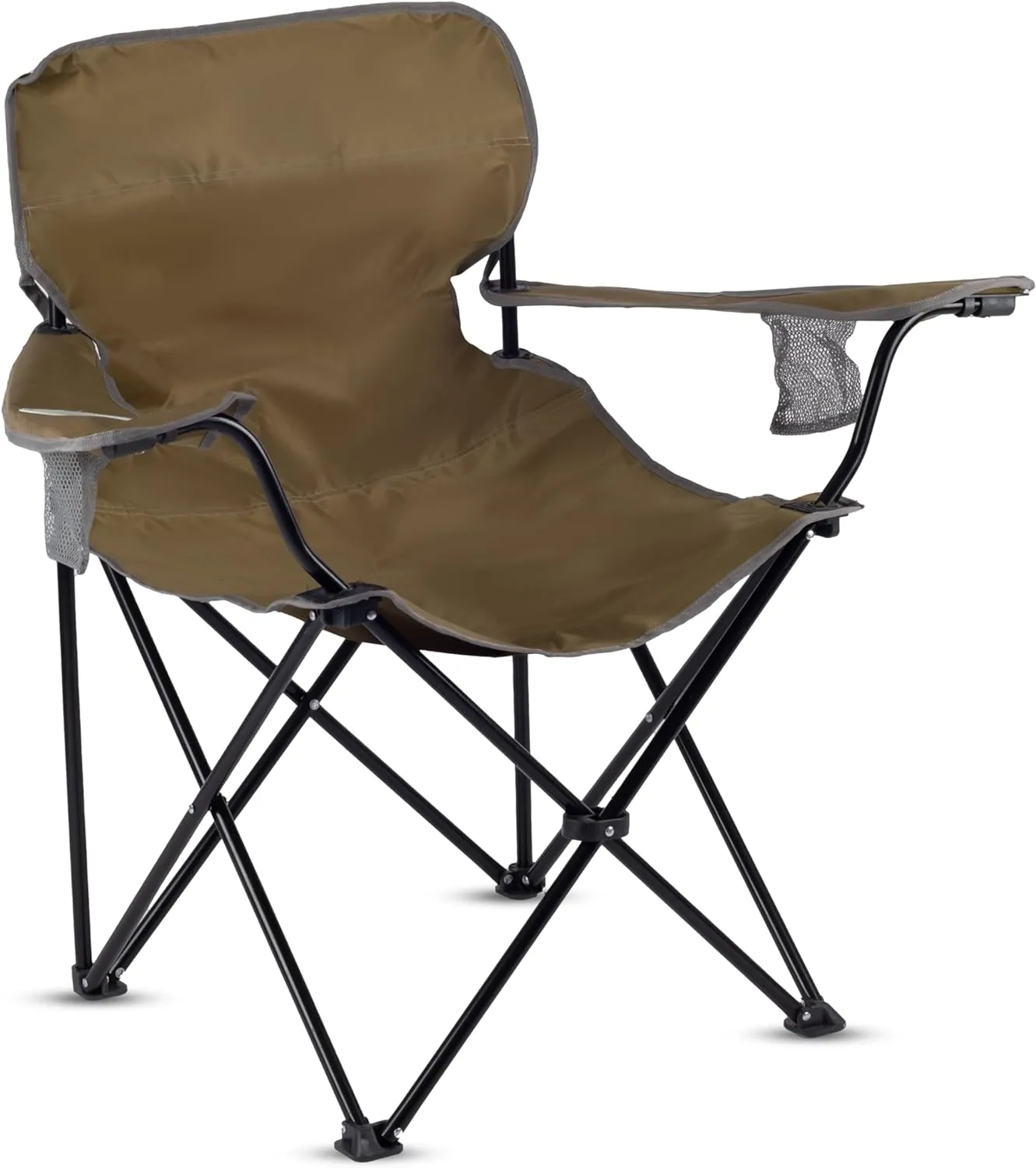 ROXFORM - PP Outdoor Camping Chair with Double Cup Holders - Lightweight Foldable Camping Chairs for Adults - Outdoor Accessories Ideal for Fishing, Garden & Beach - Holds up to 165 kg-Burgundy
