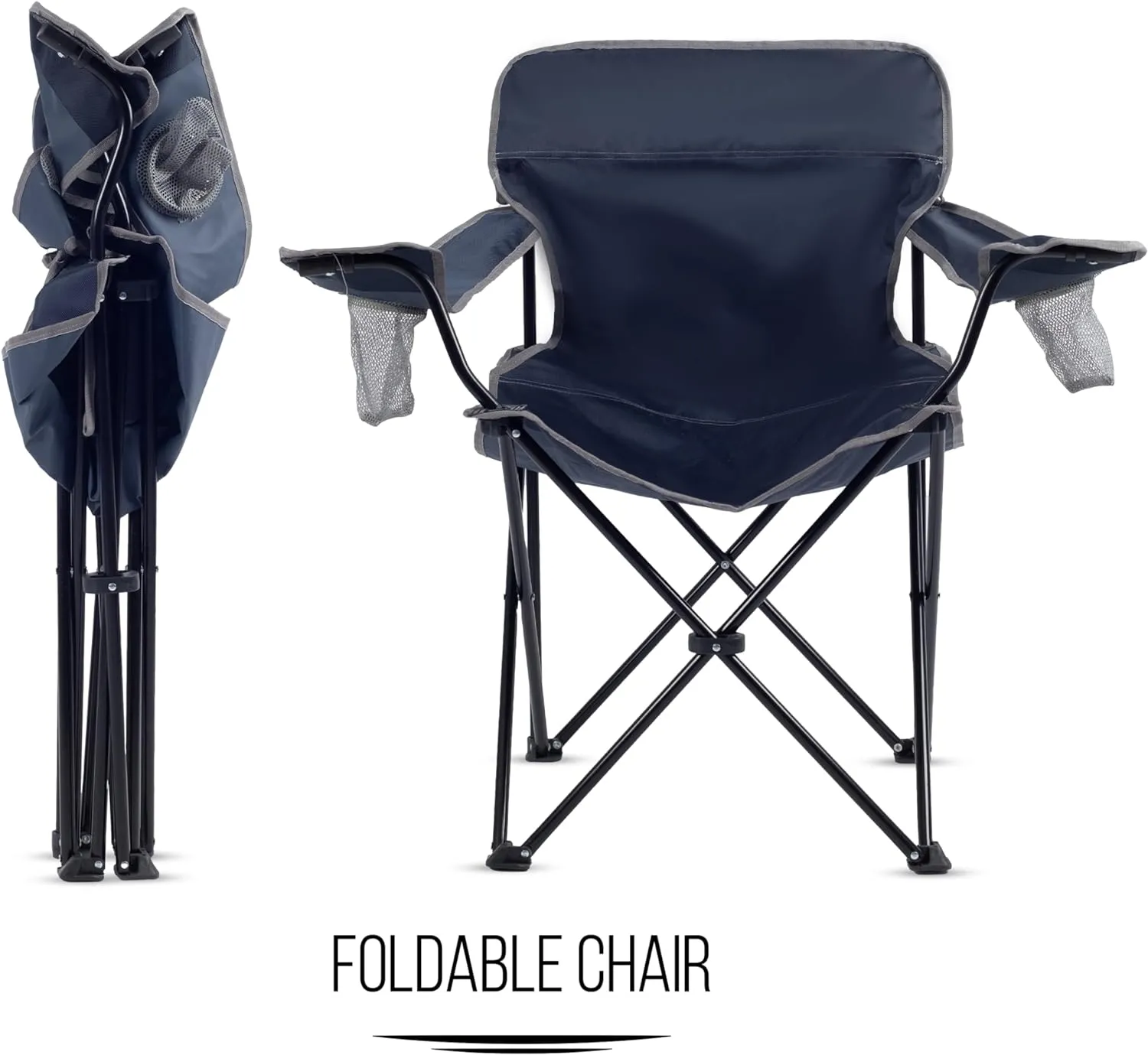 ROXFORM - PP Outdoor Camping Chair with Double Cup Holders - Lightweight Foldable Camping Chairs for Adults - Outdoor Accessories Ideal for Fishing, Garden & Beach - Holds up to 165 kg-Burgundy