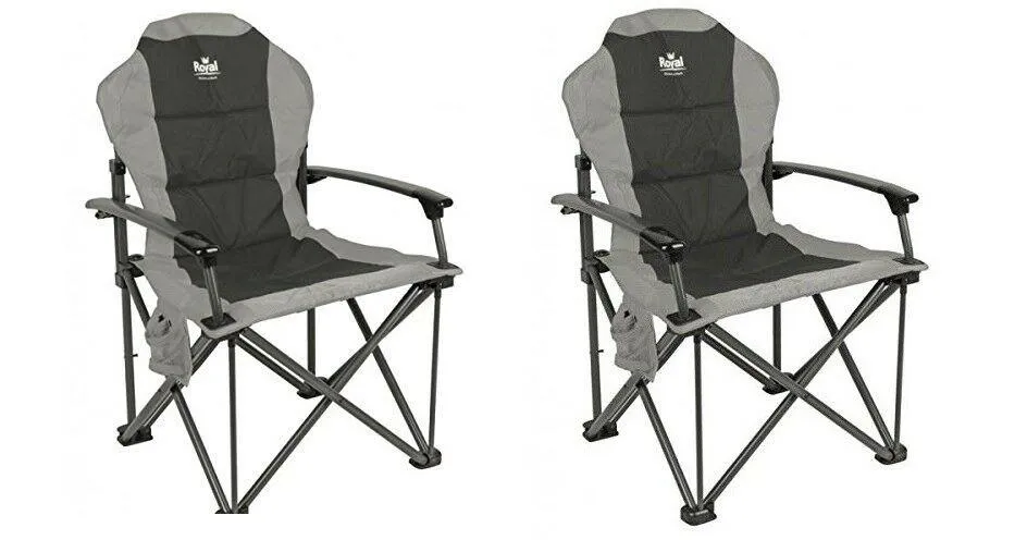 Royal Commander Chair Black/Grey゠- Padded Camping Armchair - Caravan Campervan