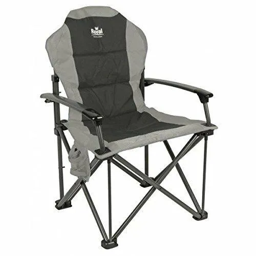 Royal Commander Chair Black/Grey゠- Padded Camping Armchair - Caravan Campervan