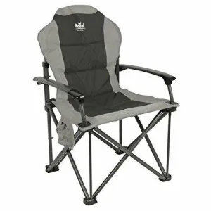 Royal Commander Chair Black/Grey゠- Padded Camping Armchair - Caravan Campervan