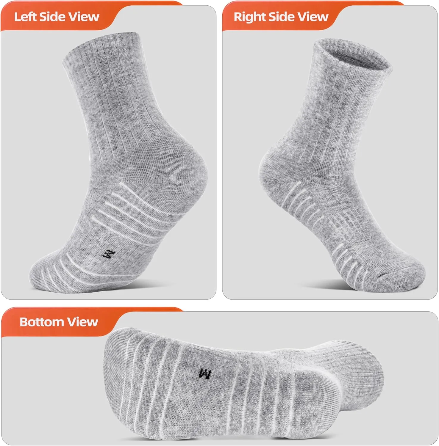 RUNCL Men's Hiking Socks, Merino Wool Cushion Socks, Moisture & Wicking Crew Socks for Outdoor Sports, Xmas Gifts (3 Pairs)