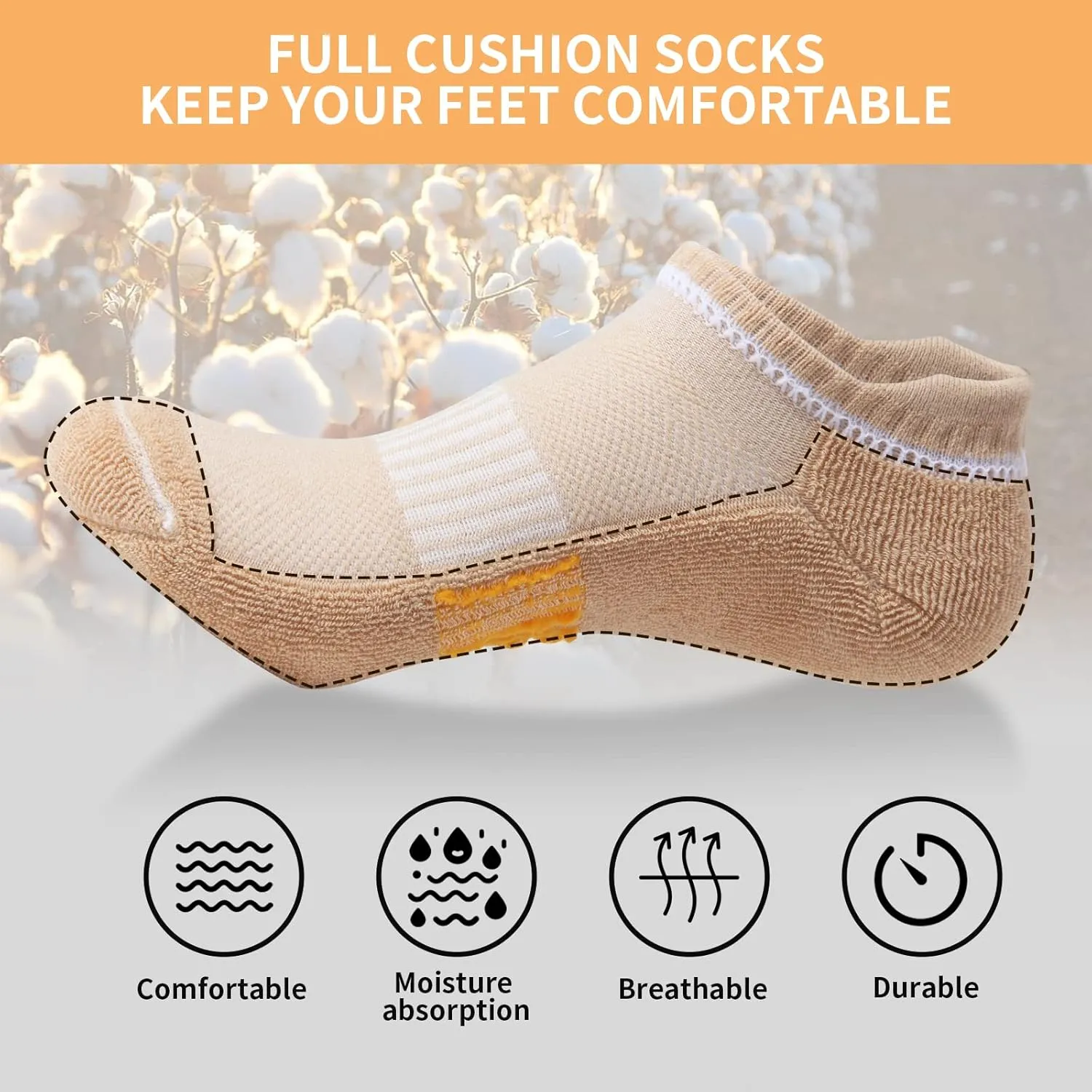 Running Ankle Socks for Women Athletic Cotton Cushioned 5-6 Pairs Workout No Show Socks Women