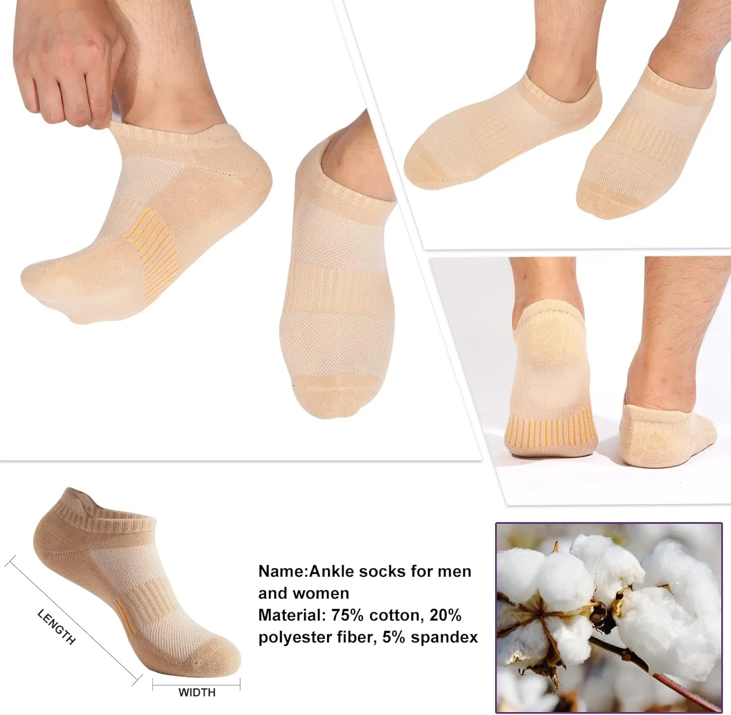 Running Ankle Socks for Women Athletic Cotton Cushioned 5-6 Pairs Workout No Show Socks Women