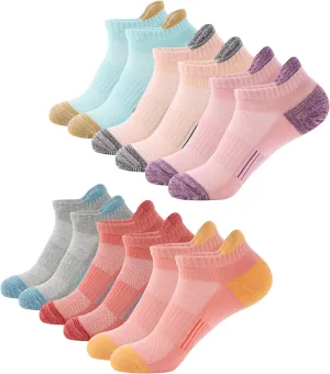 Running Ankle Socks for Women Athletic Cotton Cushioned 5-6 Pairs Workout No Show Socks Women
