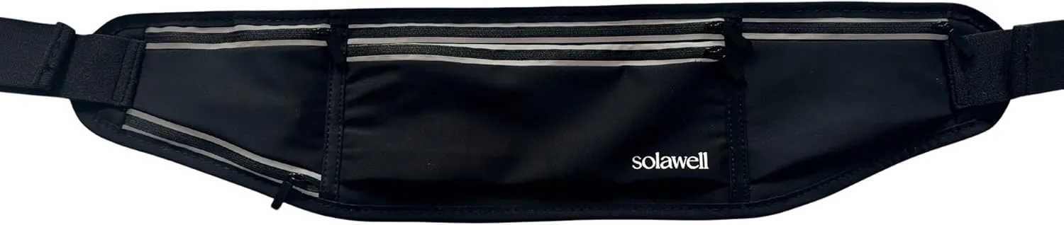 Running Belt with Water Bottle Holder - Waist Bag With Extender for Jogging, Hiking, Cycling, Walking - Dog Walker Hydration Fanny Pack - Black (New Version)
