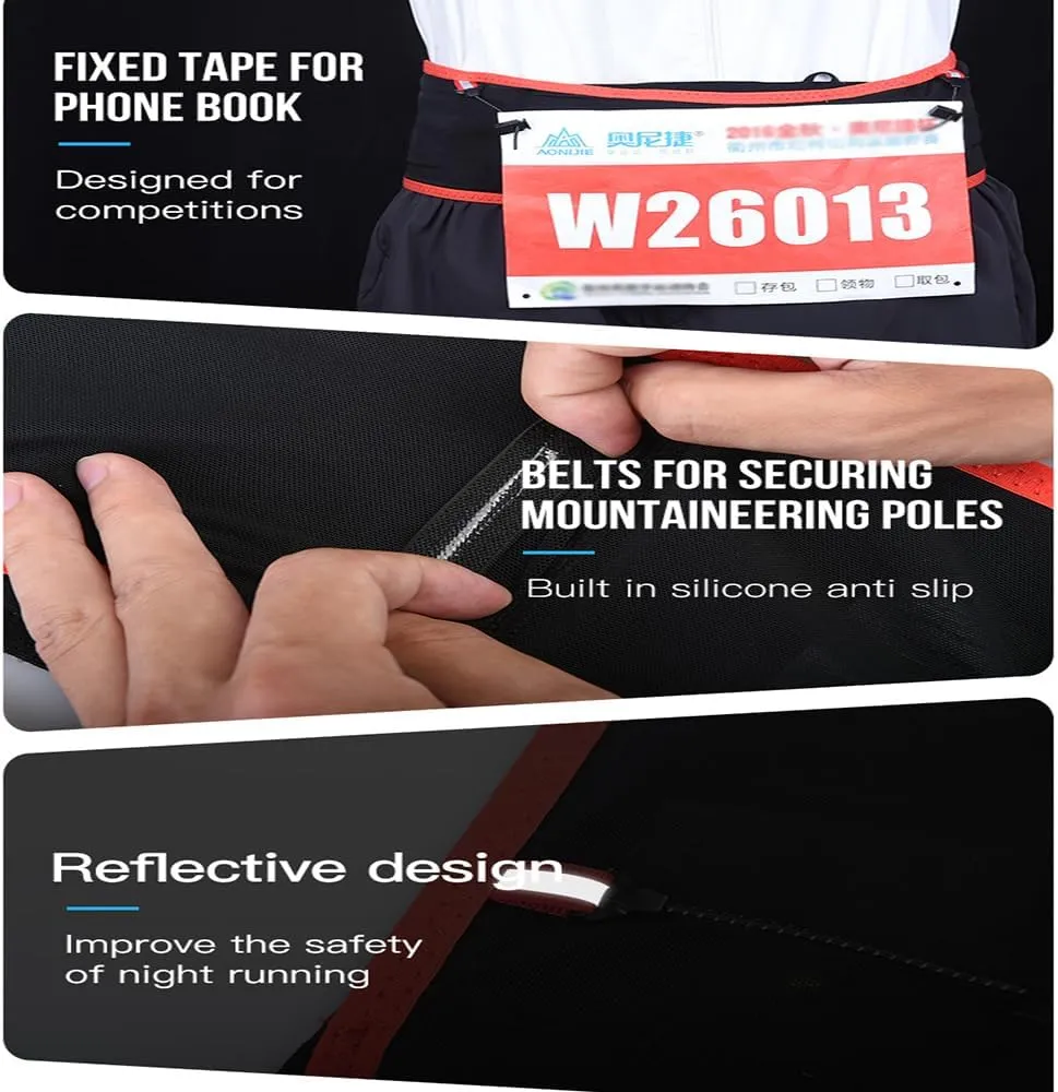 Running Hydration Belt with 250ml Soft Flask, Quick Drying Running Belt for Cycling、Hiking、Marathon (black blue,L/XL)