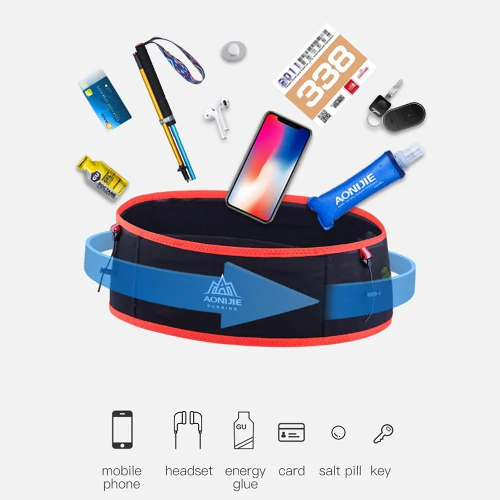 Running Hydration Belt with 250ml Soft Flask, Quick Drying Running Belt for Cycling、Hiking、Marathon (black blue,L/XL)