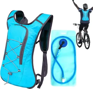 Running Hydration Pack - Hydration Water Backpack, Outdoor Sports Hydration Vest | Portable Hydration Pack with Elastic Cord, Skin-Friendly Pack with 2L Water Bladder for Men Women