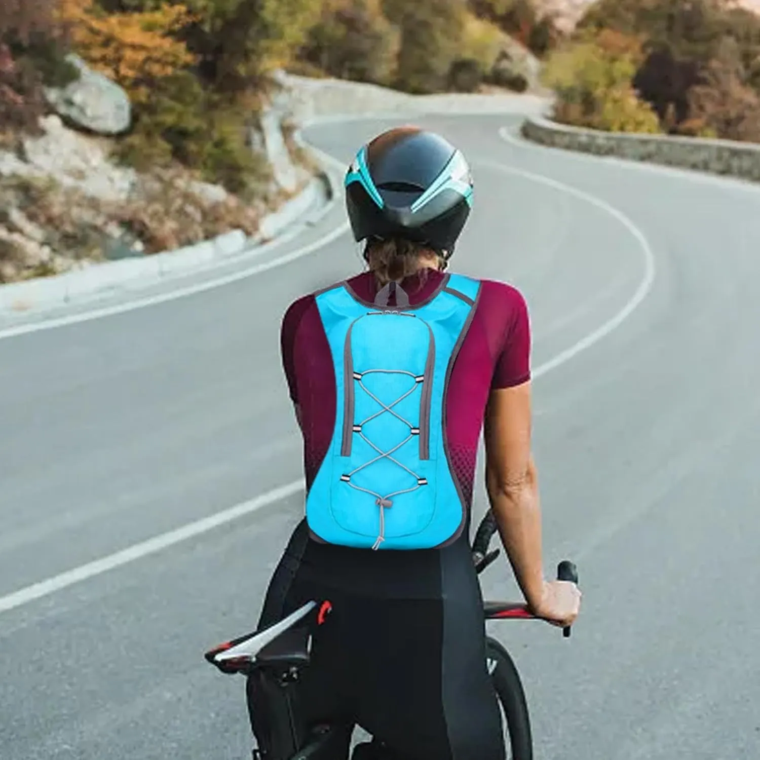 Running Hydration Pack - Hydration Water Backpack, Outdoor Sports Hydration Vest | Portable Hydration Pack with Elastic Cord, Skin-Friendly Pack with 2L Water Bladder for Men Women