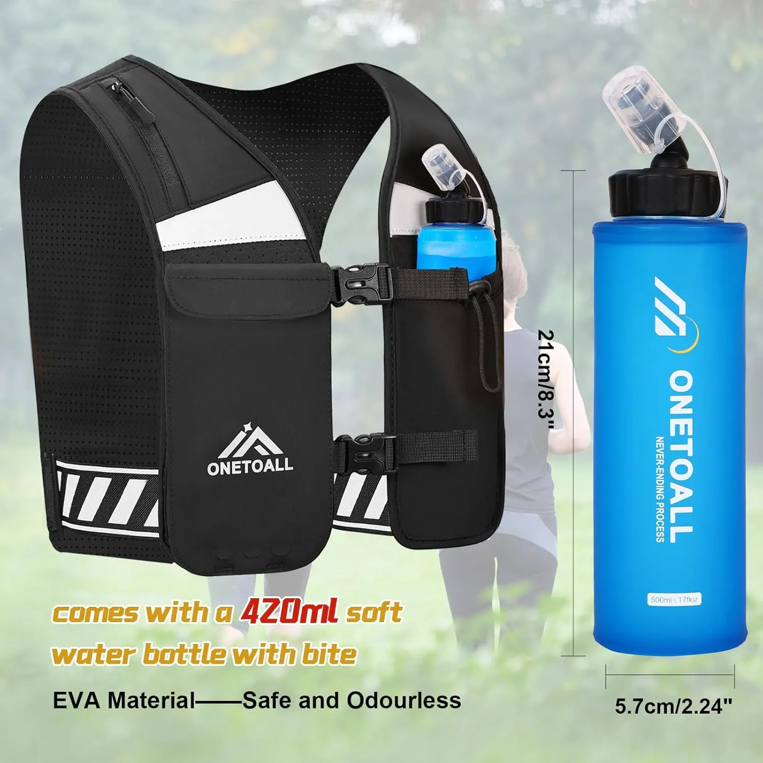 Running Hydration Vest, Breathable Running Vest for Men Women, Lightweight Reflective Hydration Vest for Trail Hiking Cycling