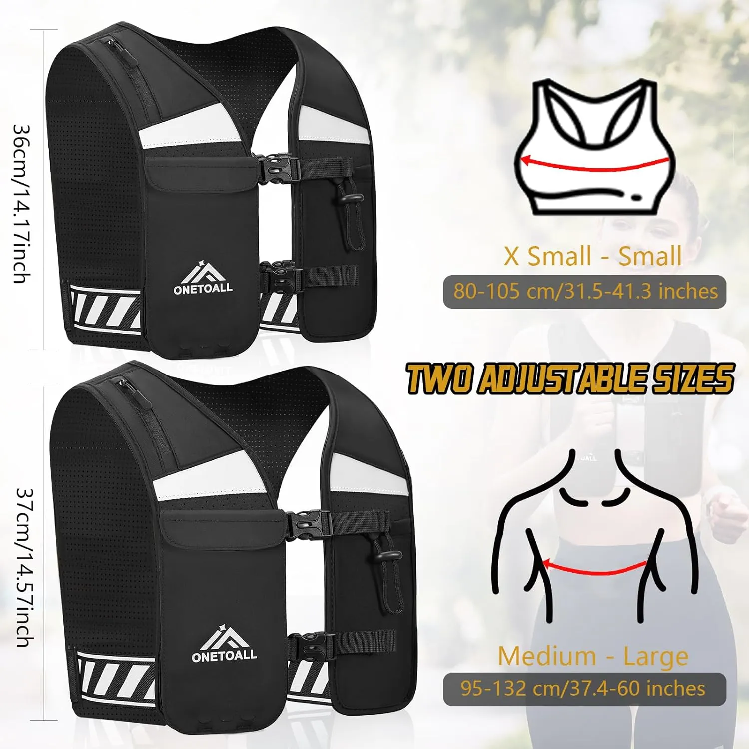 Running Hydration Vest, Breathable Running Vest for Men Women, Lightweight Reflective Hydration Vest for Trail Hiking Cycling