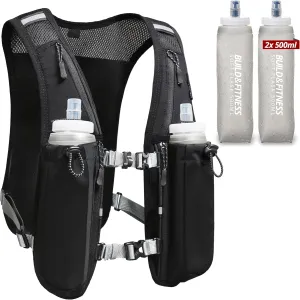 Running Hydration Vest for Women and Men. Reflective, 8 Pocket, Quick dry, Water-Resistant, Breathable, Adjustable Backpack for Runs, Hiking, Cycling, Trails, Marathons