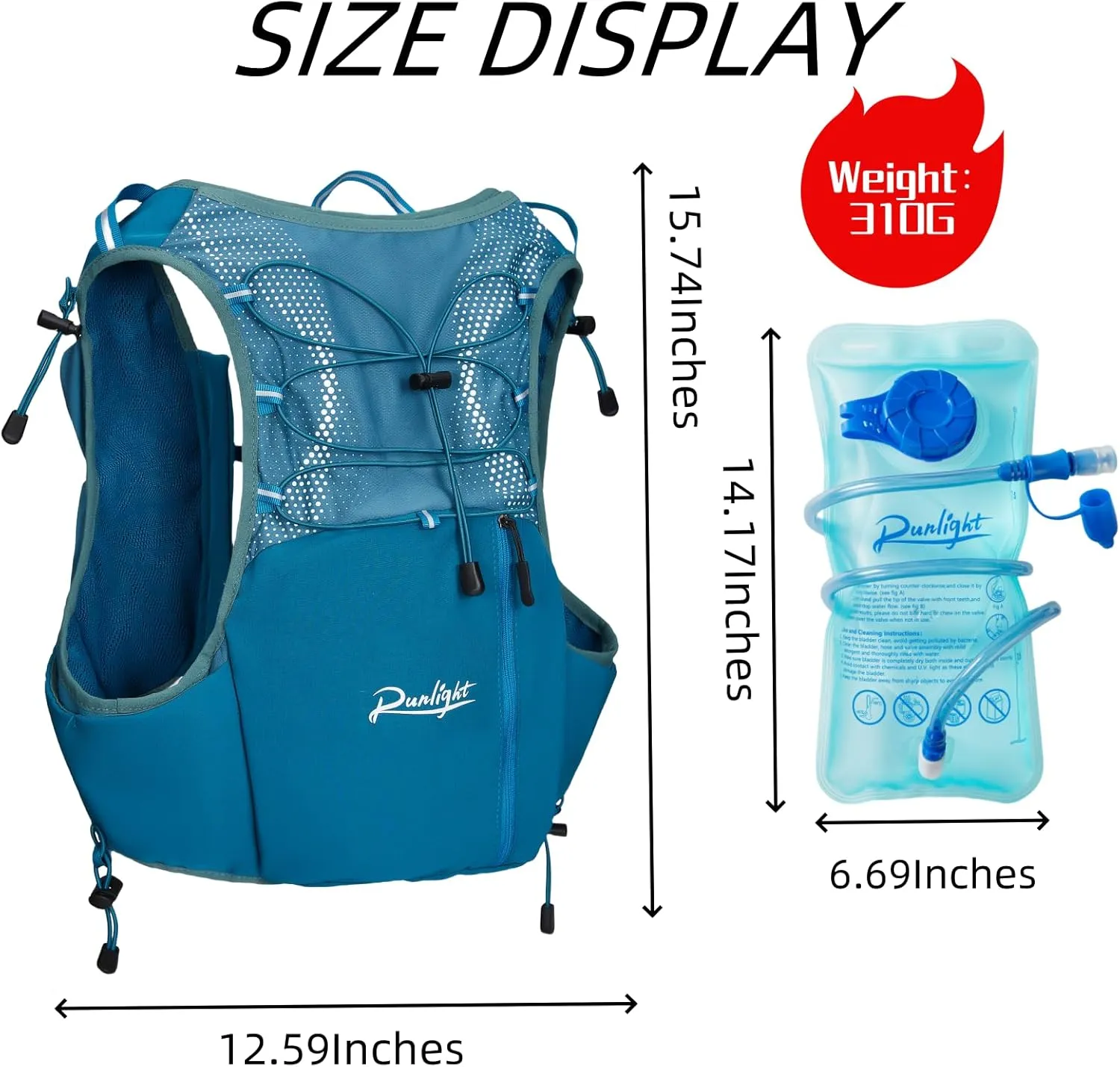 Running Hydration Vest Lightweight Hydration Backpack with 1.5L Water Bladder for Women Men Hiking Backpack Vest Pack for Cycling Race Marathon Camping