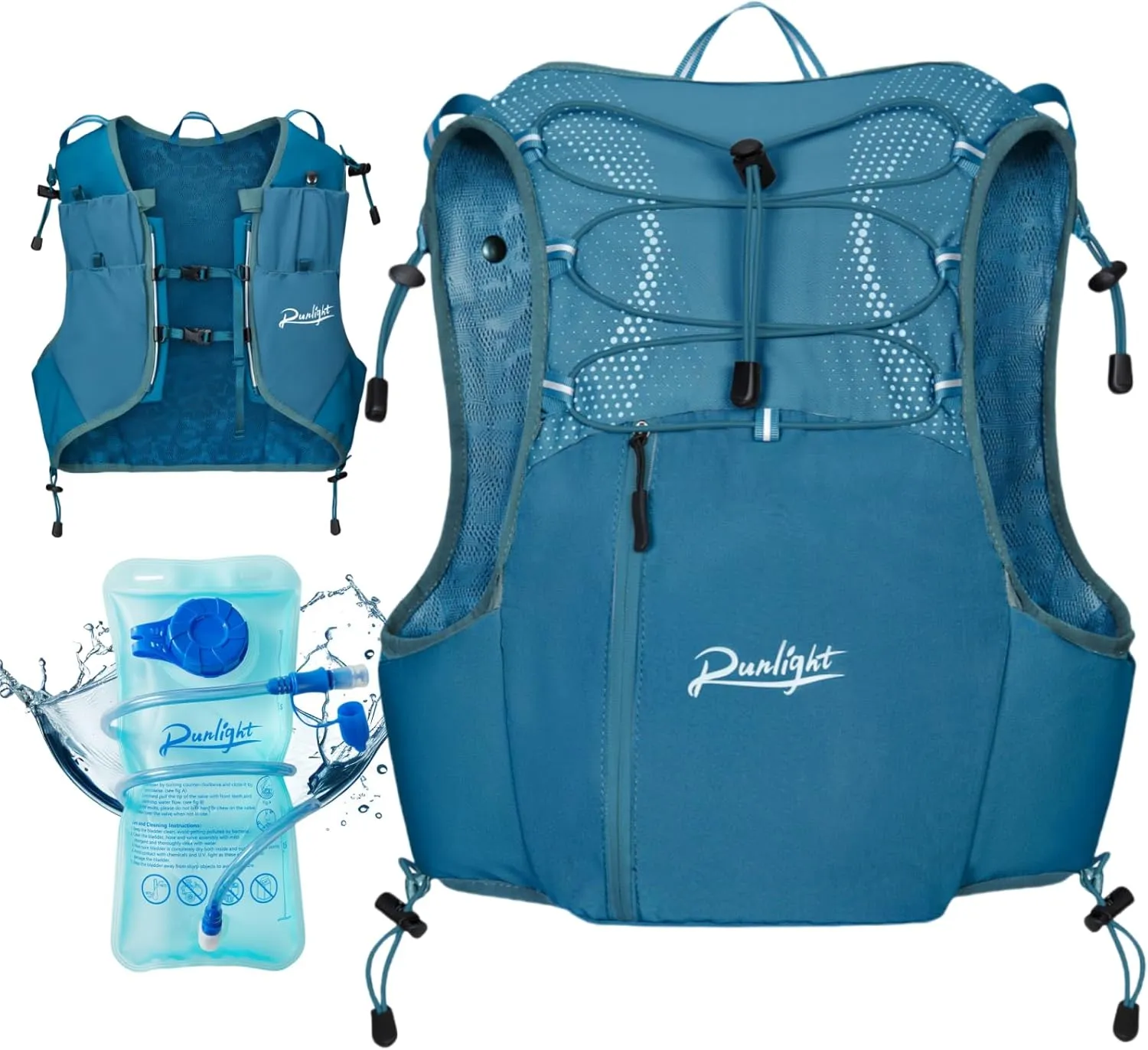 Running Hydration Vest Lightweight Hydration Backpack with 1.5L Water Bladder for Women Men Hiking Backpack Vest Pack for Cycling Race Marathon Camping
