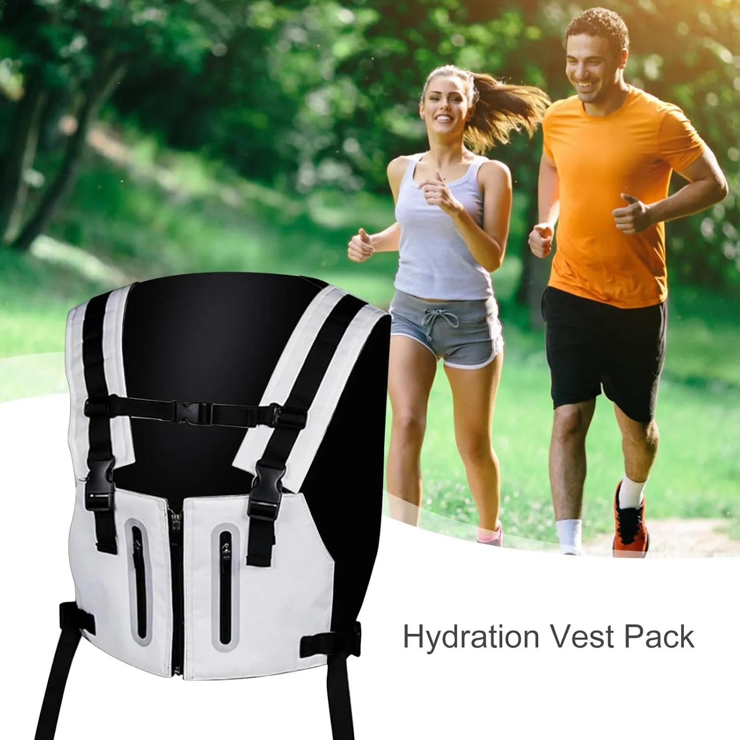 Running Hydration Vest, Reflective Running Vest Chest Pack Gear, Breathable Trail Running Water Backpack Hydration Vest Pack for Hiking Race Cycling Camping
