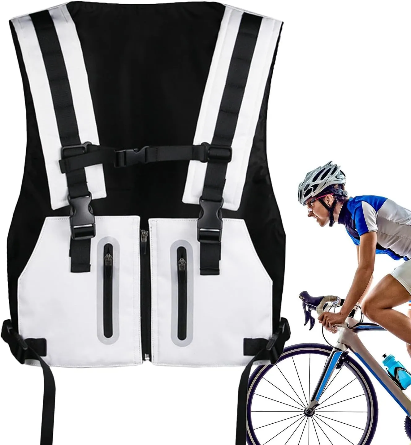 Running Hydration Vest, Reflective Running Vest Chest Pack Gear, Breathable Trail Running Water Backpack Hydration Vest Pack for Hiking Race Cycling Camping