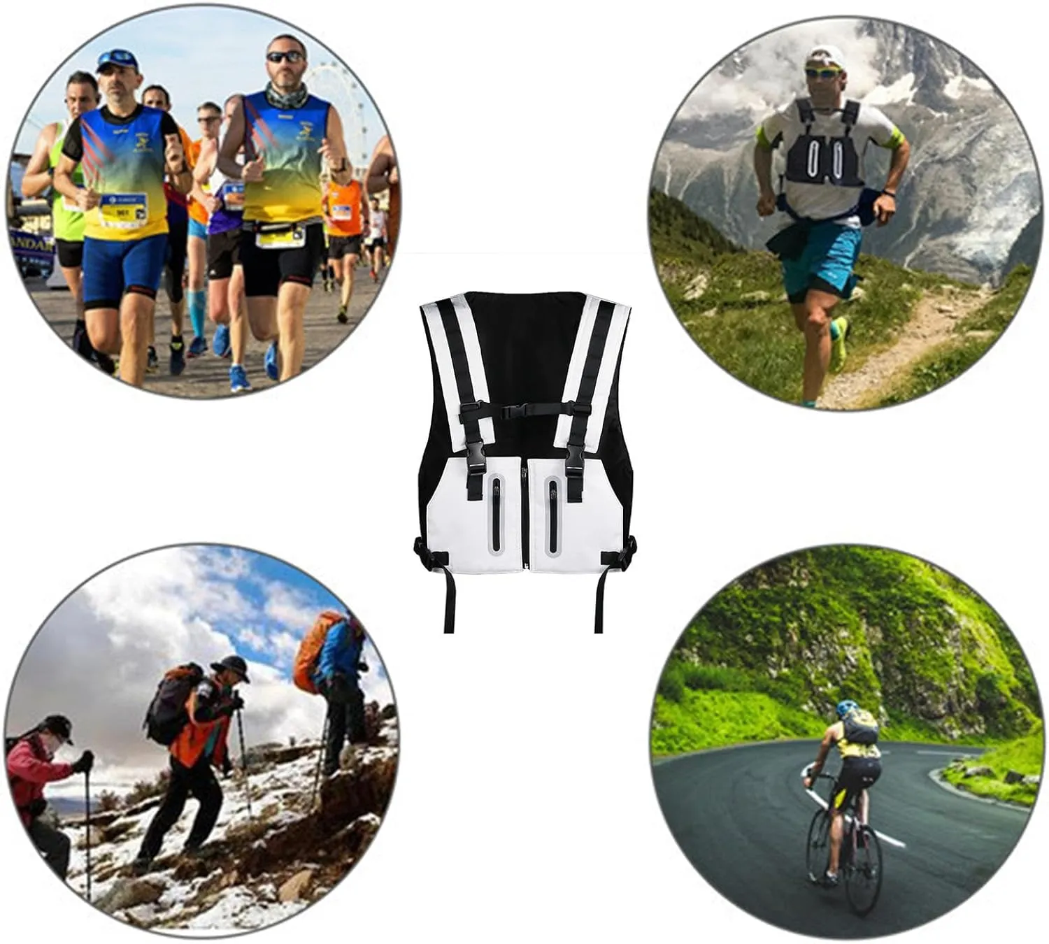 Running Hydration Vest, Reflective Running Vest Chest Pack Gear, Breathable Trail Running Water Backpack Hydration Vest Pack for Hiking Race Cycling Camping