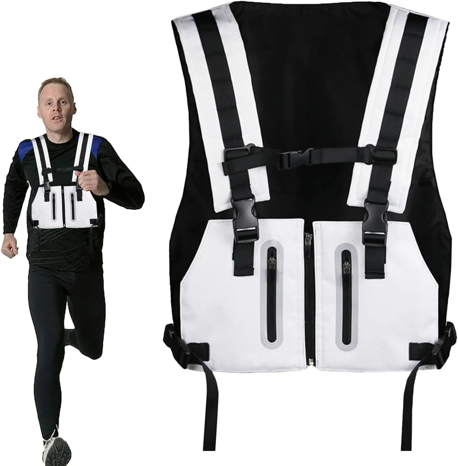 Running Hydration Vest, Reflective Running Vest Chest Pack Gear, Breathable Trail Running Water Backpack Hydration Vest Pack for Hiking Race Cycling Camping