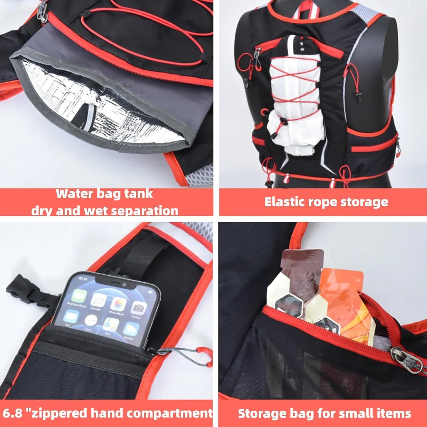 Running Hydration Vest with Water Bladder for Trail Climbing / Cycling ,Multi-Functional Hiking Backpack Unisex,Lightweight and Adjustable,Compatible with Hydration Bladder 2 L