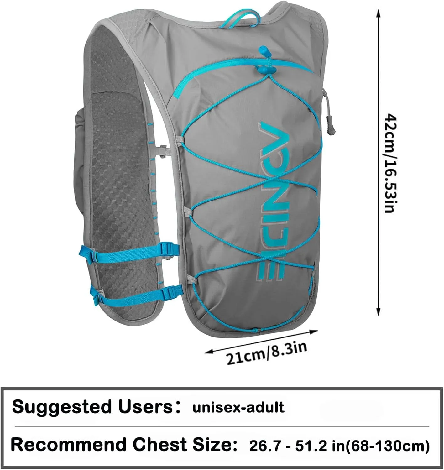 Running Vest for Men Women, Hydration Vest for Running Hiking with Water Bladder and Water Bottles,Nylon,5L Capacity,Lightweight