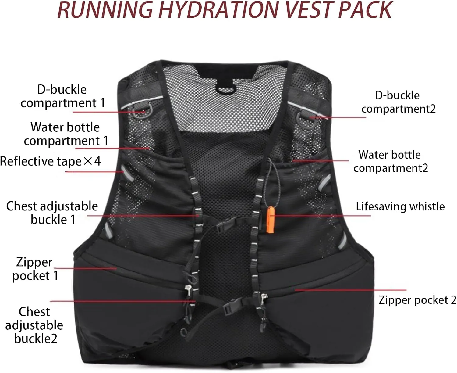 Running Vest for Men Women,Lightweight Breathable Backpack,Reflective Hydration Vest Bag
