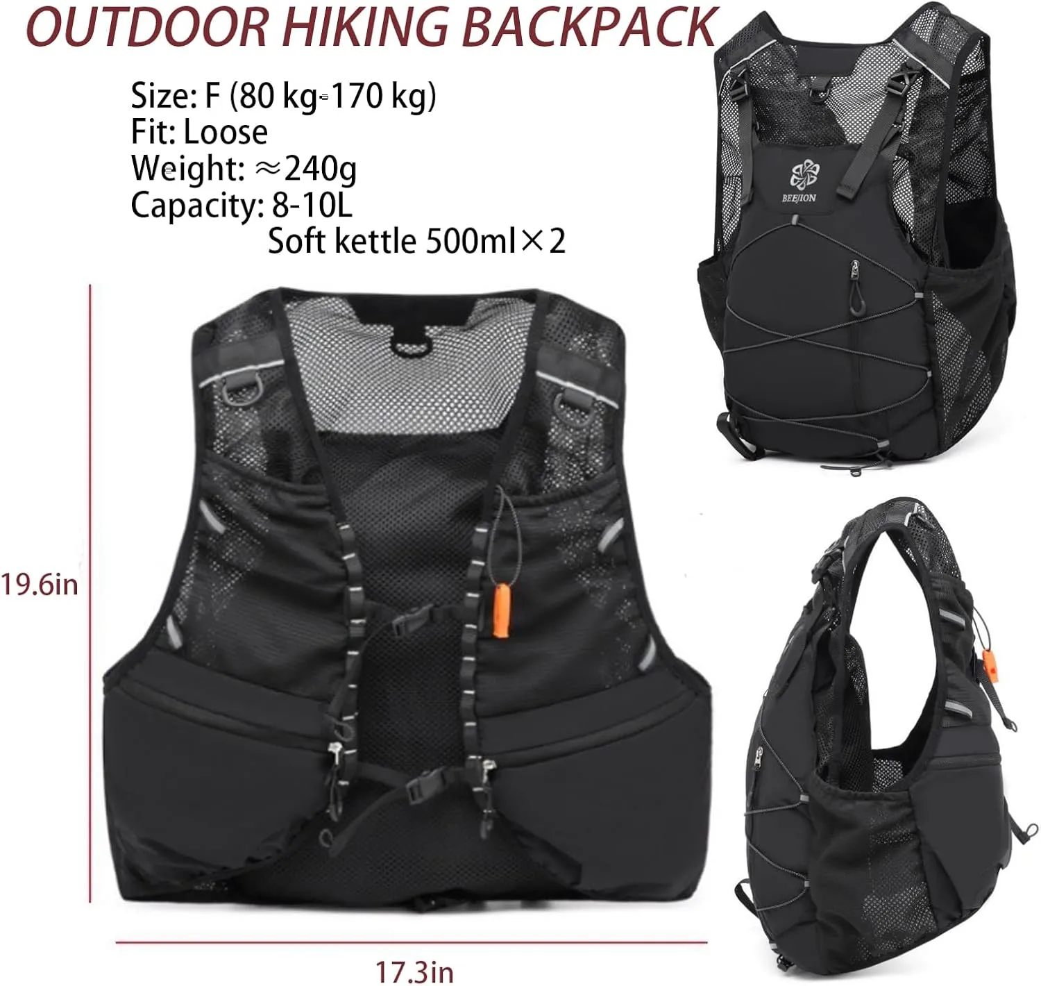 Running Vest for Men Women,Lightweight Breathable Backpack,Reflective Hydration Vest Bag