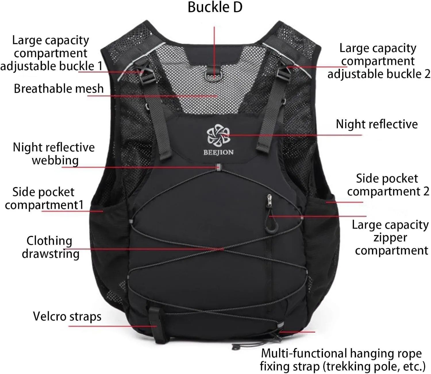 Running Vest for Men Women,Lightweight Breathable Backpack,Reflective Hydration Vest Bag