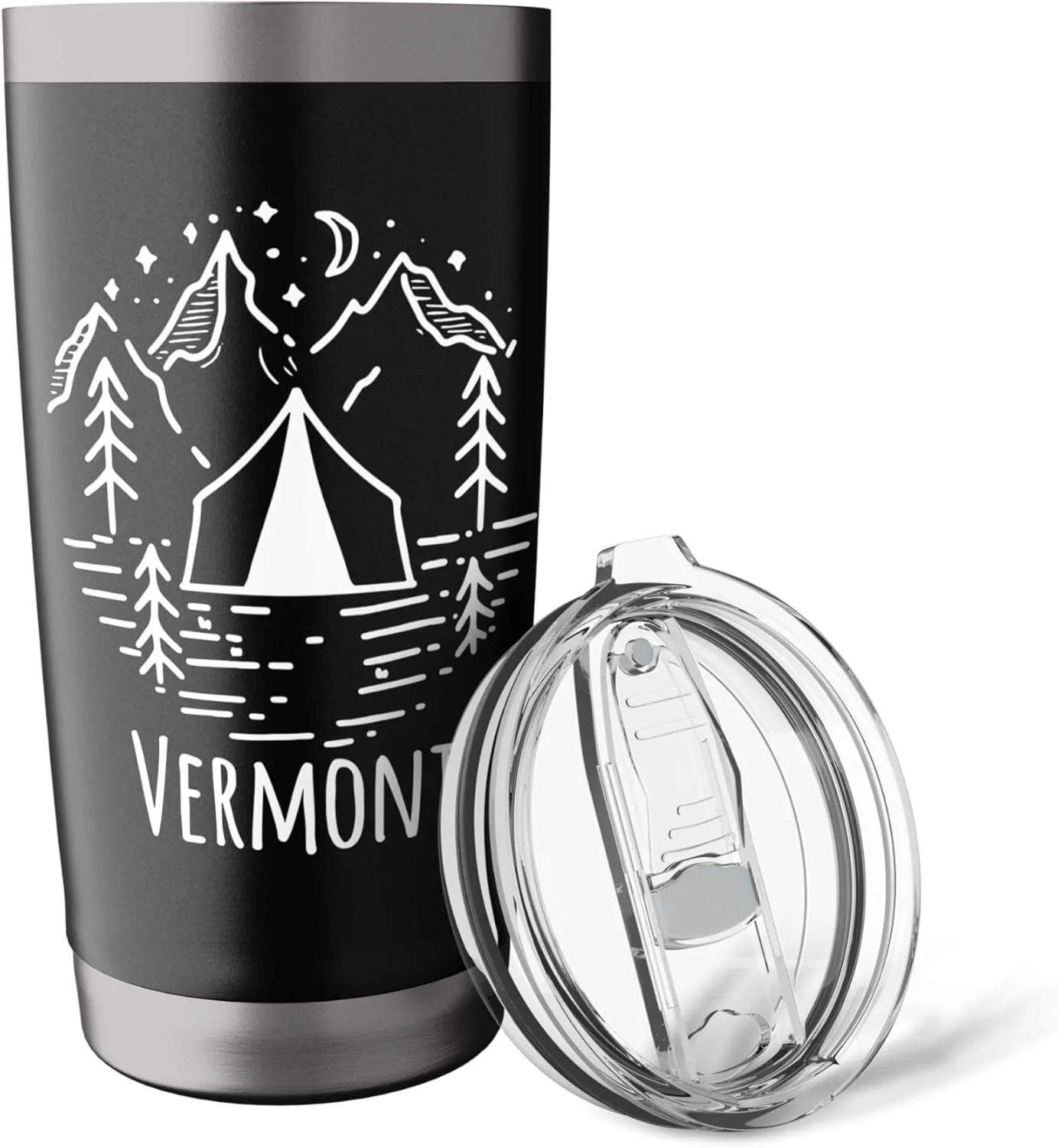 Rustic Tent Camping Mountains Wilderness Campground Vermont Stainless Steel Insulated Tumbler