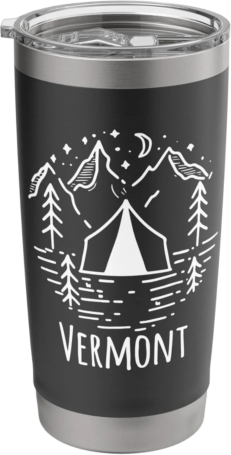 Rustic Tent Camping Mountains Wilderness Campground Vermont Stainless Steel Insulated Tumbler
