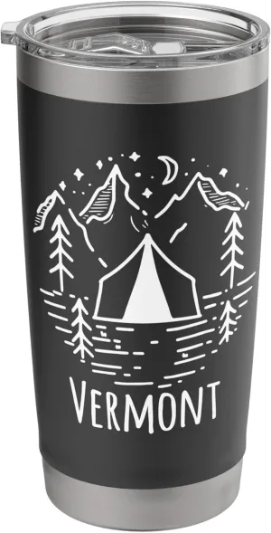 Rustic Tent Camping Mountains Wilderness Campground Vermont Stainless Steel Insulated Tumbler