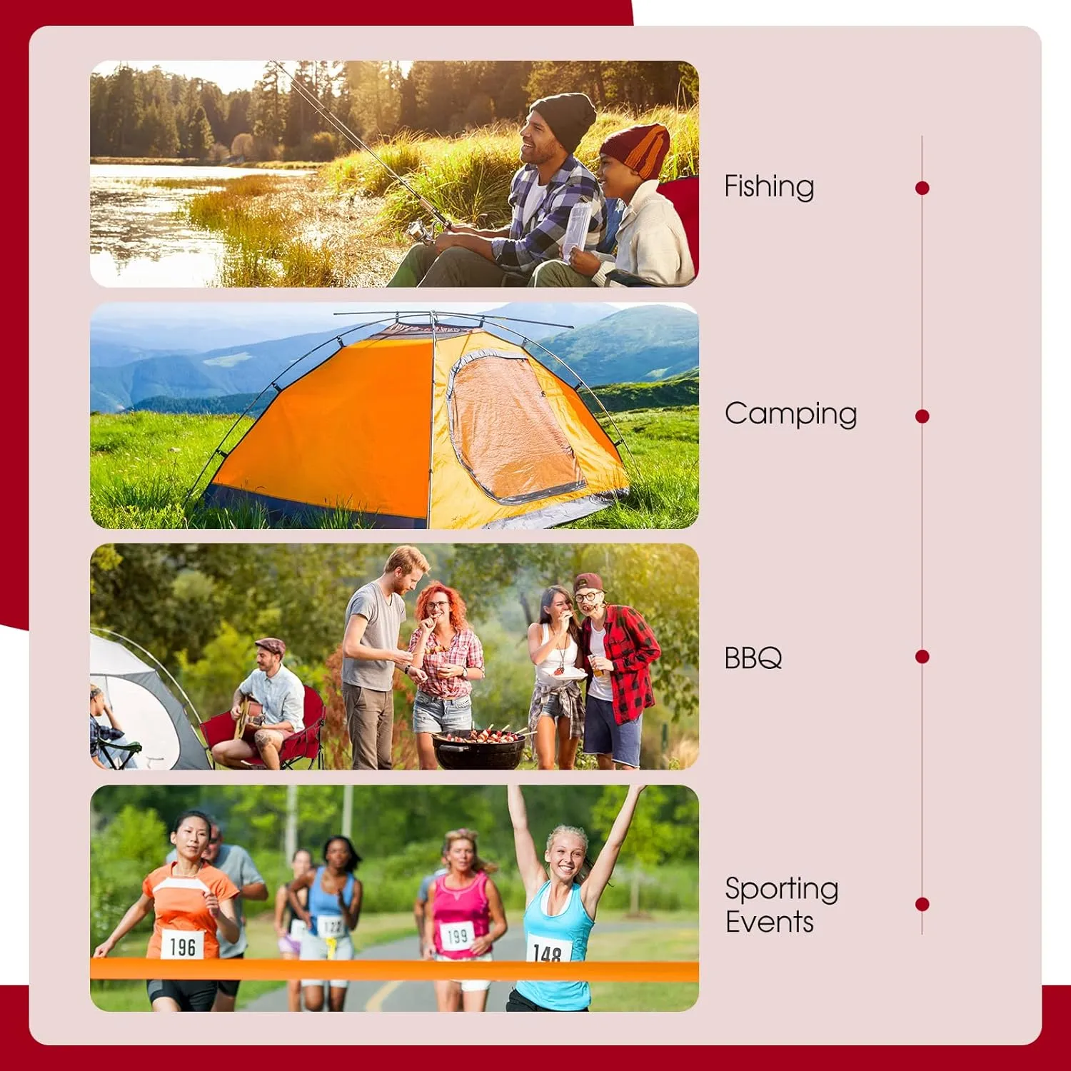 S AFSTAR Oversized Camping Chair, Cushion Padded Moon Round Saucer Chair w/Cup Holder & Carry Bag, Outdoor Leisure Folding Chair, Portable Folding Camp Chair for Camping Fishing, Supports 300lbs (Red)