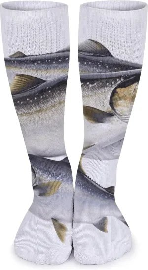 Salmon Fish Socks for Women Men Cotton Sock Breathable Boot Socks Warm Calf Socks for Hiking Work Crew Socks Thin Casual Long Socks