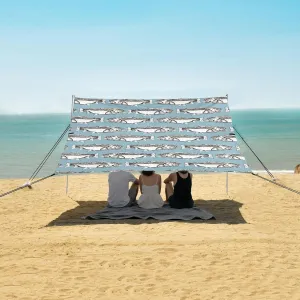 Salmon Retro Colorful Pattern Beach Camping Tent Sun Shelter for Whole Family, Beach Shade Canopy with UPF50  UV Protection,Easy Set Up and Carry,Outdoor Shade for Trips, Fishing, Backyard Fun