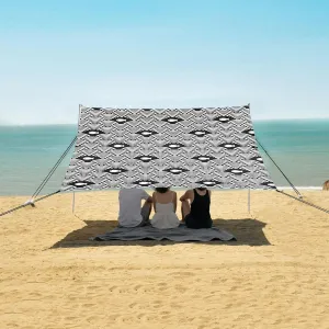 Salmon Tuna Shark Pattern Beach Camping Tent Sun Shelter for Whole Family, Beach Shade Canopy with UPF50  UV Protection,Easy Set Up and Carry,Outdoor Shade for Trips, Fishing, Backyard Fun Picn