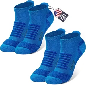 SAMSOX 2-Pair Merino Wool Running Socks, Made in USA Cushioned Athletic Socks for Men & Women (Charleston Low-Cut)