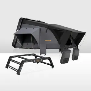 San Hima Jervis Rooftop Tent Hardshell With Ladder   Universal Ute Tub Rack 4WD