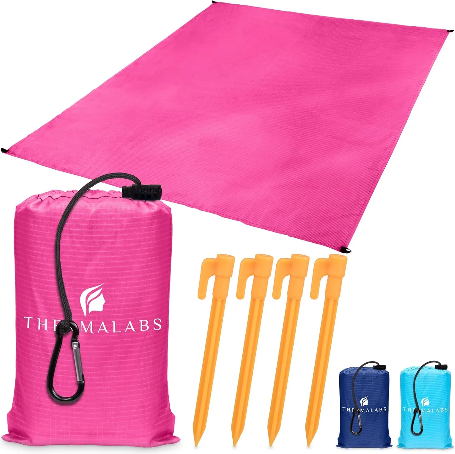 Sandless Beach Mat, Ground Blanket for the Park, Folds to Pocket Size: Take It Anywhere! Anti-Sand Waterproof Parachute Sheet for Concerts, Picnics and Festivals. Ultra Lightweight Tarp (Pink)