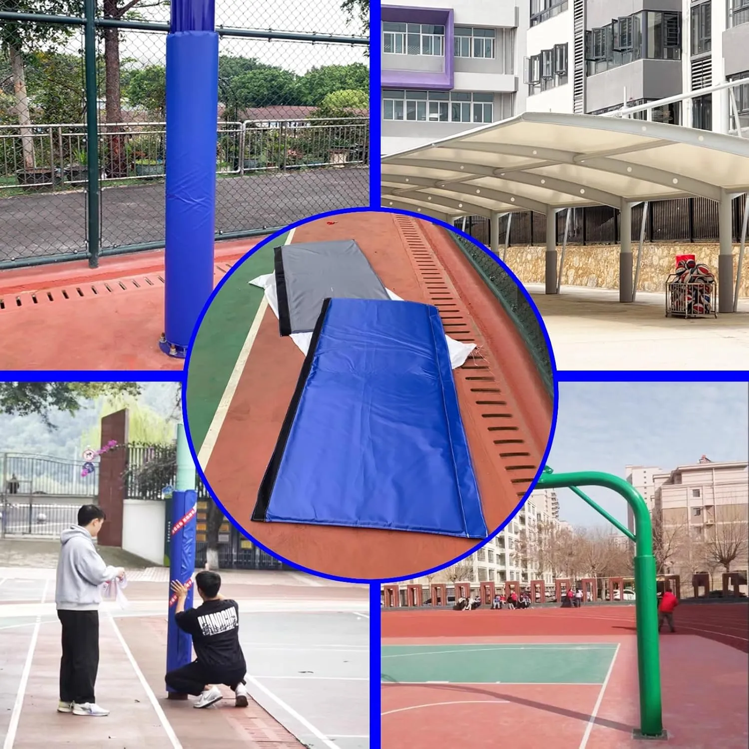 School Basketball Post Protector 4.9' 5.2' 5.6' 5.9', Street Lamp Basketball Football Volleyball Pole Protective Pads, All-Weather Garage Pole Padding Wrap Around(Dia 165mm (6 1/2in),H 1.8m/5.9ft)