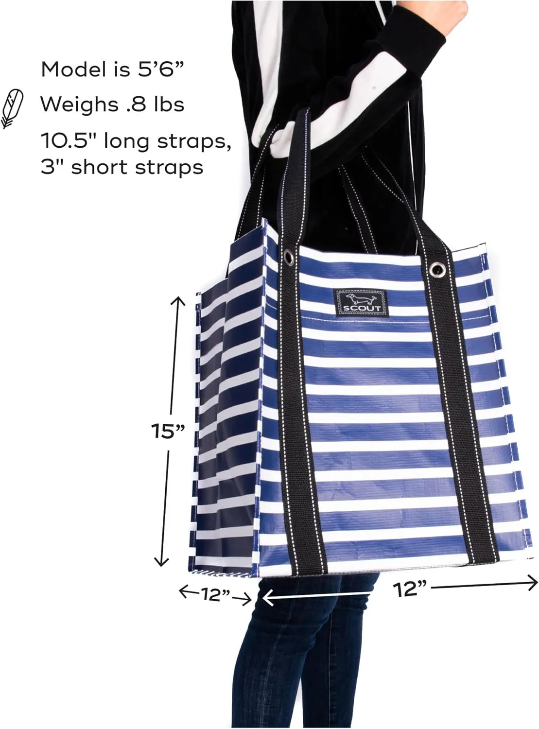 SCOUT Bagette Market Tote, Large Reusable Grocery Bag with Burst-Proof Bottom