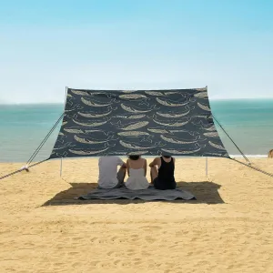 Seamless Pattern with Whales Beach Camping Tent Sun Shelter for Whole Family, Beach Shade Canopy with UPF50  UV Protection,Easy Set Up and Carry,Outdoor Shade for Trips, Fishing, Backyard Fun P
